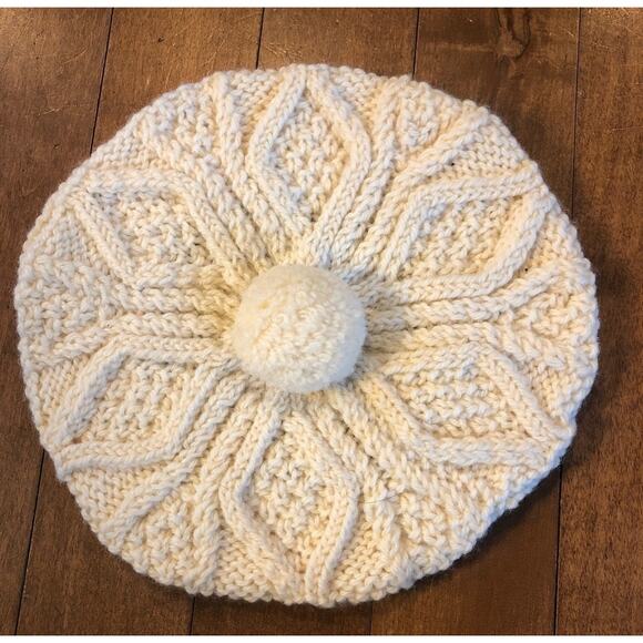 Aran hand knit Hat with pom pom from Ireland - Picture 1 of 6